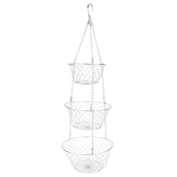 3-Tier Flower Basket Iron Wire Hanging Vegetable Storage Organizer Kitchen Supplies