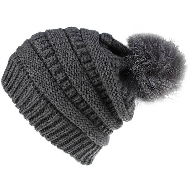 Mote retro hodeplagg kvinne ensfarget ullkule strikket mus Dark grey