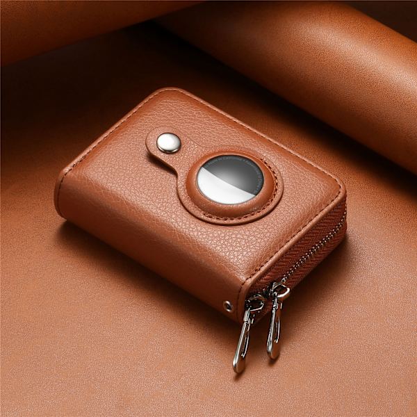 AirTag-korttikotelo, lompakko, vetoketju, RFID-esto, korttikotelo, ruskea Brown Brown