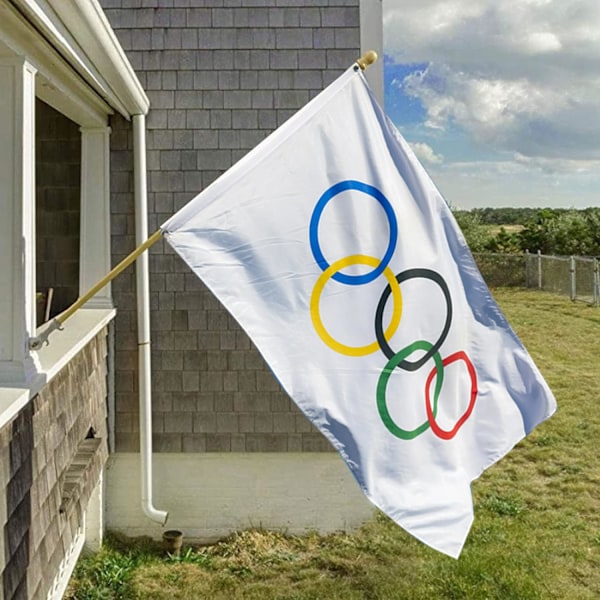 Olympisk flag, Paris 2024 olympiske flag, 150x90 cm olympiske lege flag dekoration, olympisk dekoration 2024, olympiske flag 2024