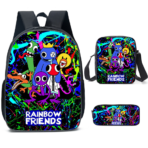 Rainbow Friends school bag Cartoon backpack in three sets-1