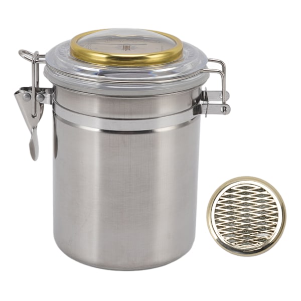 Stainless Steel Cigar Jar with Silicone Cover and Hygrometer - Waterproof Sealed Storage Jar for Home 96mmx147mm/ 3.8x5.8in