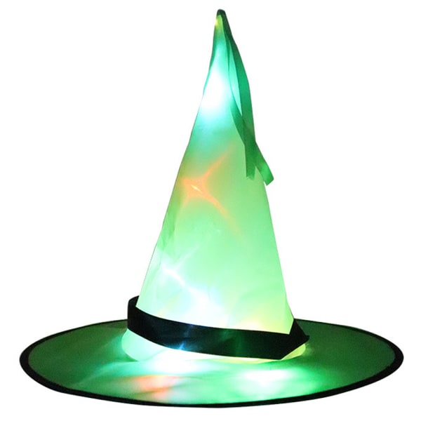 Halloween-hattu LED-valoilla hohtava noidanhattu Harry Potterin taikurinhattu Green