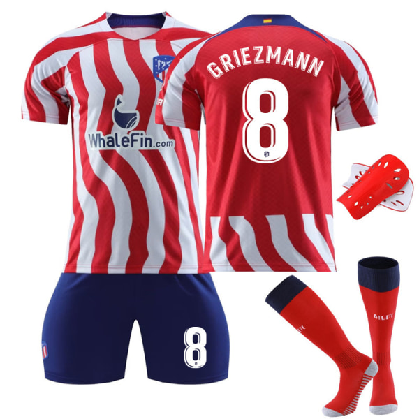 22-23 Atletico Madrid hemmatröja set nr 8 Griezmann med strumpor Correa fotbollströja Size 10 with socks #20