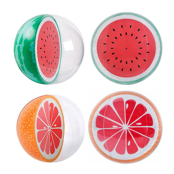 Vattenmelon Orange Uppblåsbar Strandboll - 3D PVC Poolleksak för Sommarvattensporter Fest