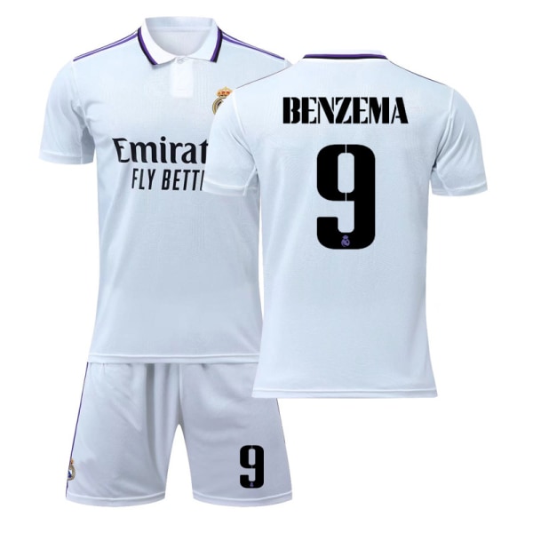 22-23 Real Madrid hjemmebane nr. 9 Benzema fodboldtrøje nr. 10 Modric 20 Vinicius nr. 1 trøje 2223 Real Madrid No.9 #L