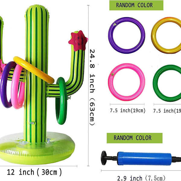 Parannettu kaktusrenkaanheittopeli puhallettava pihalle ja uima-altaaseen KLB