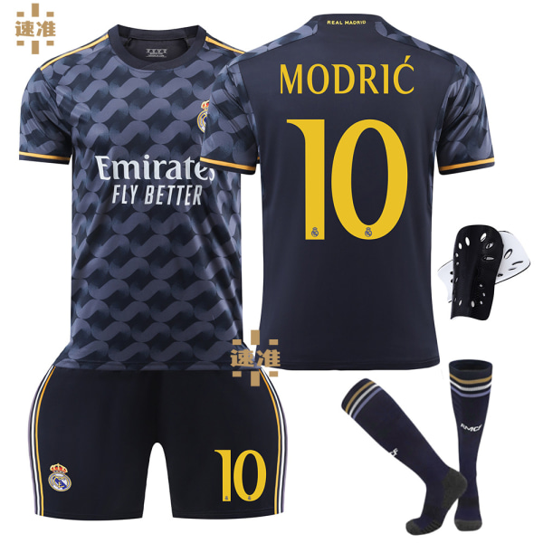 23-24 Real Madrid udebanefodboldtrøje sæt til børn nr. 7 Vinicius 5 Bellingham 10 Modric No. 10 Protective Gear with Socks 28 yards