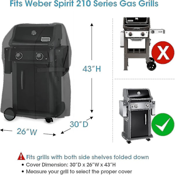 52 tums överdrag för Weber Spirit 200 och 300-serien Utomhusgrillöverdrag Tunga Vattentäta Överdrag Foderresistent Grill C