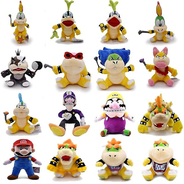 24 kpl Broser Jr Kubah Koopa Lohikäärme Bowser Waluigi Wario Lemmy Morton Roy Bully Wendy Iggy Ludwig Larry Pehmolelut 16CM Roy Bully