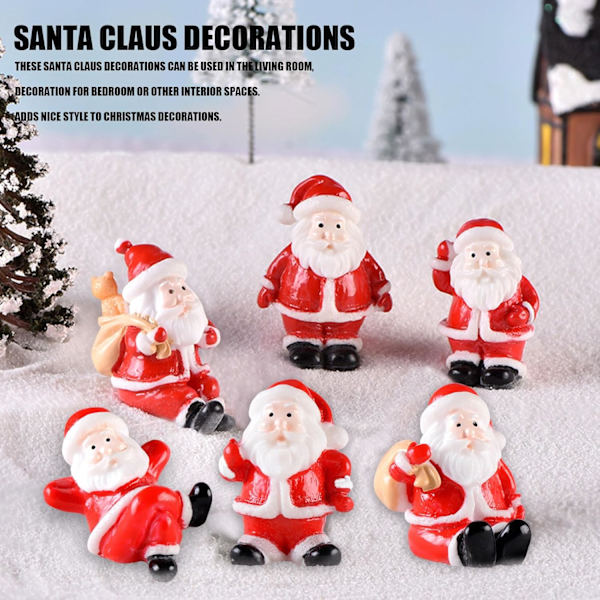 Julgranssmycken med tomte i miniatyr, julpynt i miniatyr, söta tomtefigurer i resin, mikrolandskapssmycke, skrivbordsdekoration 1