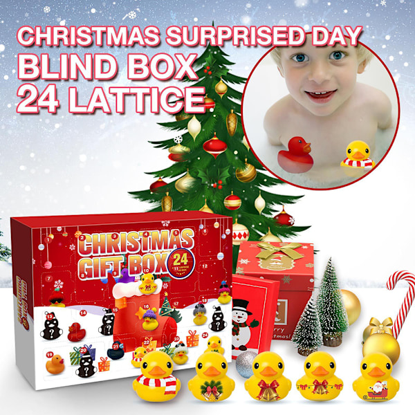 Julekalender Gaveboks Julerubberender Gaveboks 24 Dagers Julekalender Lekegave til Barn Gutter Jenter The Little Yellow Duck Style A