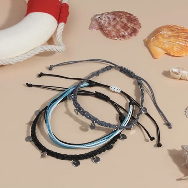 String Ankelkæde Vandtæt Reb Ankelkæder Flettet Strand Boho Mønt Ankelkæder Søde Venskab Ankelkæder til Kvinder Teenagere Piger