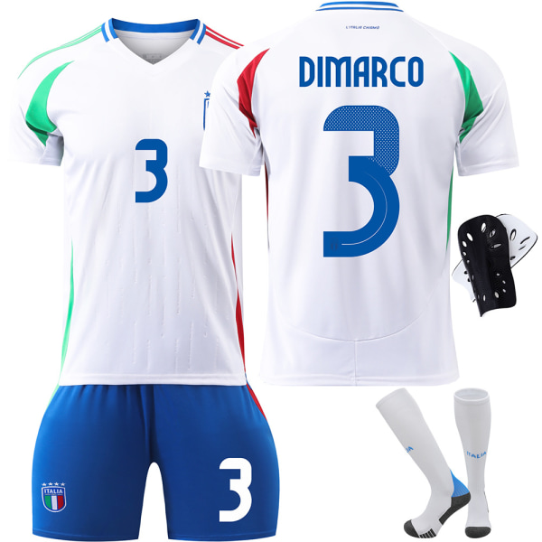 24-25 Italiensk fodboldtrøje nr. 14 Chiesa 18 Barella 3 Dimarco EM-trøjesæt Home No. 18 + Socks & Gear XXL
