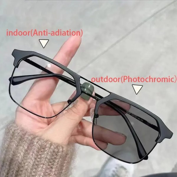 Unisex-polarisoidut aurinkolasit, tyylikkäät aurinkolasit miehille ja naisille, peililinssi, moniväriset vaihtoehdot Frosted Black, Gray Lenses KB8-Photochromic glasses