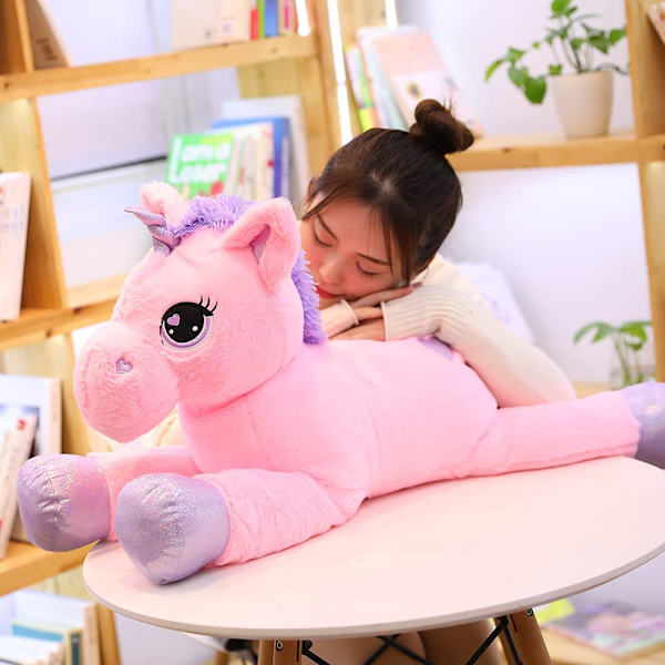 MorisMos kæmpe enhjørning bamse 32`` Sød blød enhjørning plyslegetøj 43\" pink pink 23.5"