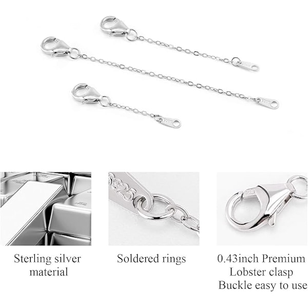 Kaulakorun pidennysketjut, 925 hopea Kaulakorun pidennysketjut, 14K kultapinnoitettu Kaulakorun pidennysketju Ketjun pidennys Choker-kaulakoru Rannekorun pidennysketjut D-silver