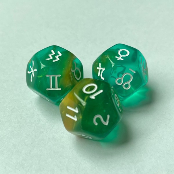 3x/ Set 12-sidiga astrologiska tärningar - akryl konstellations tärningar - flerfärgade - akryl tärningar - för konstellations spådom 0.03 1