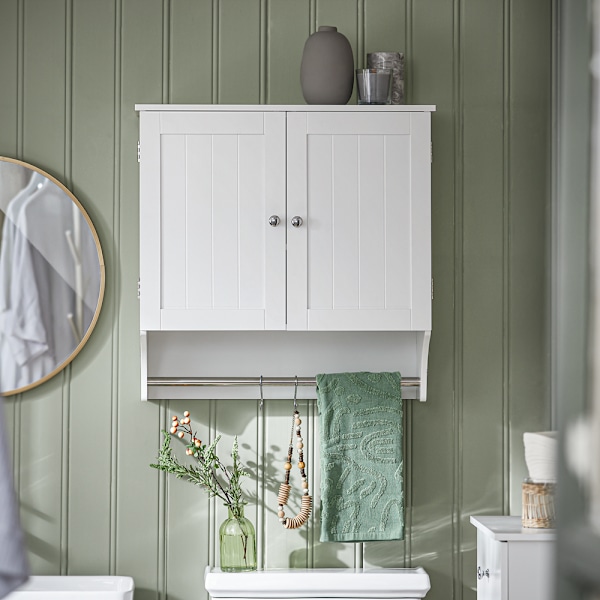 SoBuy Väggskåp med 2 dörrar Badrumsskåp med handdukshållare BZR84- white Wall cabinet with 2 doors