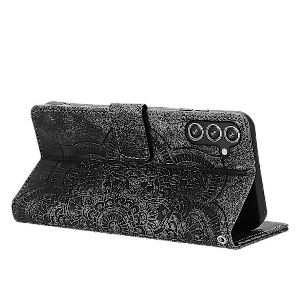 Frosted Læder Etui til Mandala Emed Retro Telefon Sort(FQ) For Samsung Galaxy S24 5G Black