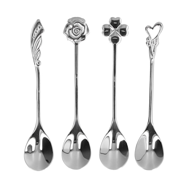 4pcs/set Stainless Steel Mixing Spoons Coffee Tea Dessert Drink Stirring Scoop for Wedding Gift