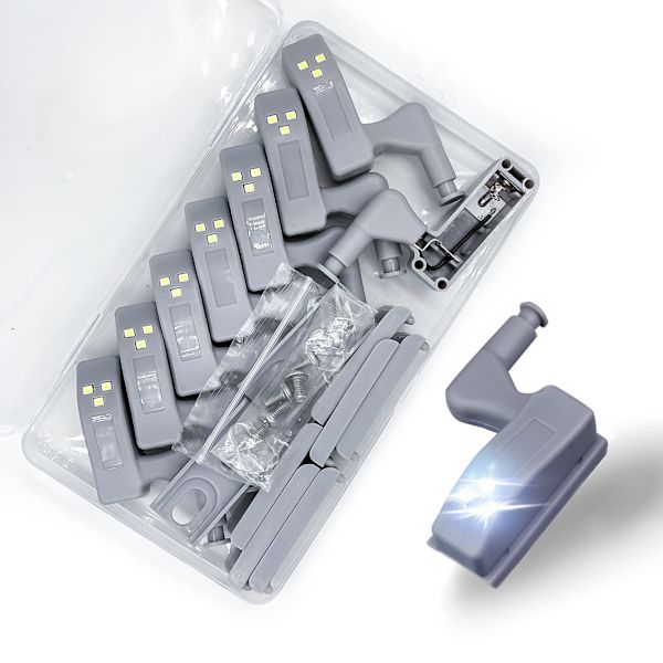 6/12 stk LED hengsel lys, 2024 Ny LED hengsel sensor lys, Universal LED skap hengsel sensor lys, Garderobe LED hengsel lys 6 pcs