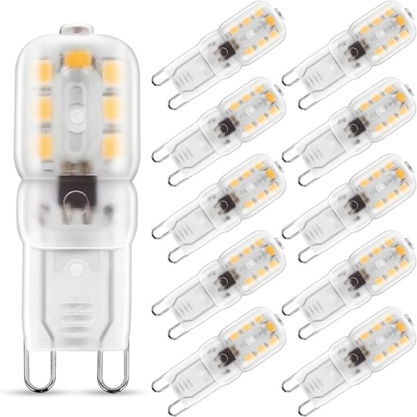 2W G9 warm white 3000K, LED lamp, 25W equivalent halogen lamp, 230V AC 180lm, 360° wide beam, G9 Base Pack of 10 [Energy Class A+]