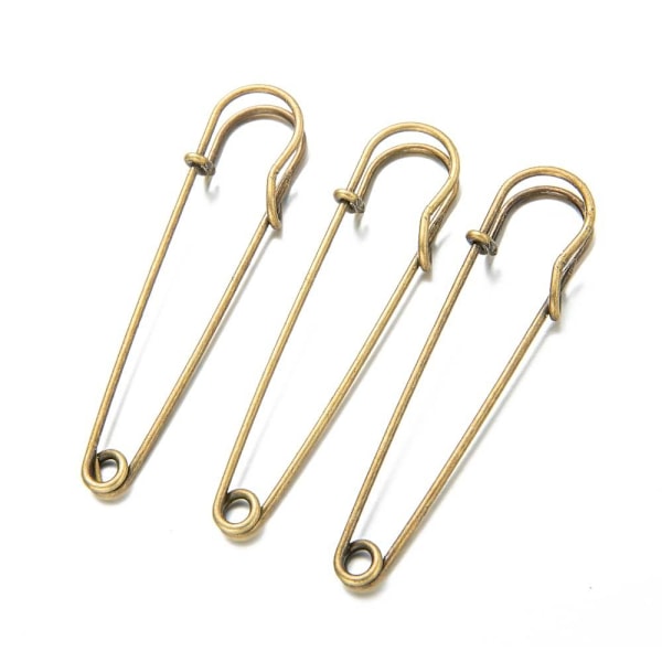 10 stk Store Sikkerhedsnåle Broche Pins BRONZE 60MM 60MM Bronze Bronze 60mm-60mm