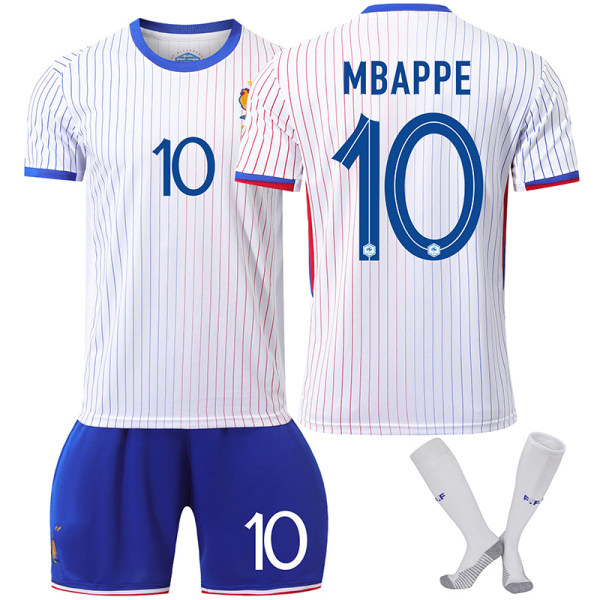 2024 Europacup Frankrike lag bortamatch nr 10 Mbappe fotbollströja 7 Griezmann 9 Giroud 11 Bailey tröja Size 10 socks 18 yards