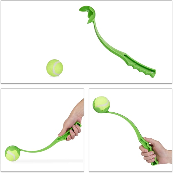 Kastare set om 2, 5 tennisbollar ingår, för hundar, grön-blå