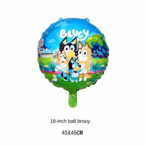 26\" Bingo Bluey Fest Dekorationer Fødselsdag Folie Balloner Blå Orange B B
