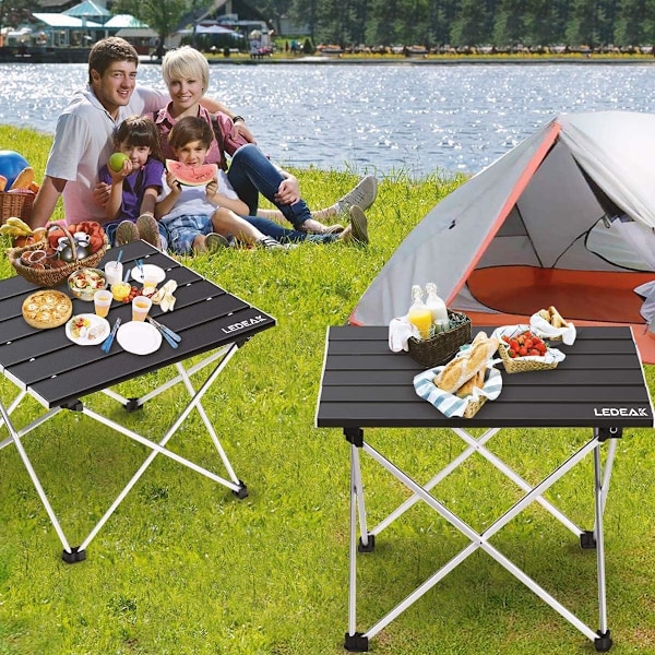 Ledeak Bärbar Fällbord, Aluminium Campingbord, Ultralätt med Väska, Lätt att Bära, Fällbord, Perfekt för Camping, Picknick,
