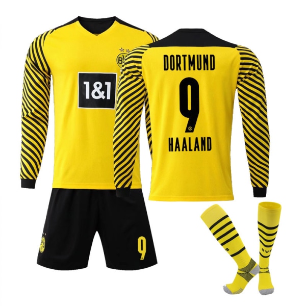 21/22 Dortmund Koti Pitkähihainen Jersey Set Lapset Aikuiset Jalkapallopaita Harjoituspaita Nro 9 HAALAND No. 9 HAALAND M