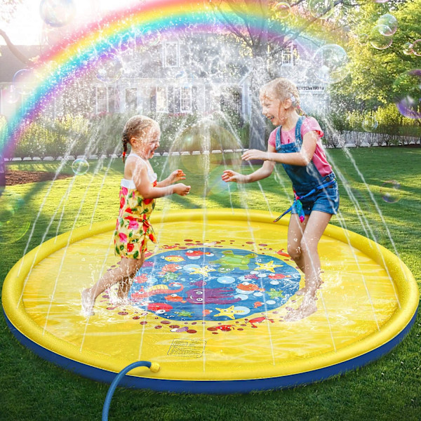 170 cm børns splash pad - holdbar PVC pool vand splash pad splash guard lege måtte - must have sommerlegetøj til børn