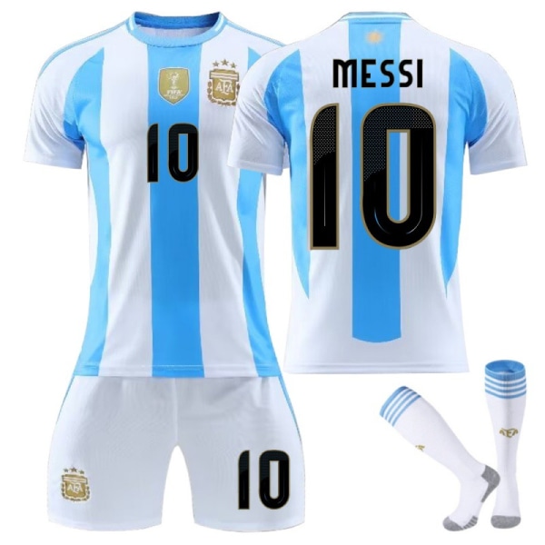 24-25 Argentina hjemmebane America's Cup fodboldtrøje nr. 10 Messi 11 Di Maria 8 Enzo 21 trøjesæt No. 7 + Sock Guard XS is suitable for heights
