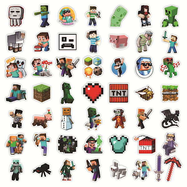 (A) 100 stk. Minecraf-t klistermærker Vandtætte vinylklistermærker til bærbar computer