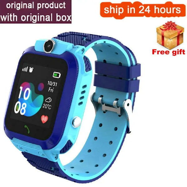 Q12 Barnklocka Smart Watch SOS Telefonklocka Smartwatch Kamera Med Sim-kort Vattentät IP67 Barnpresent för IOS Android Blue