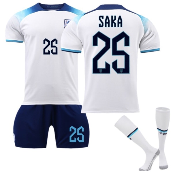 22-23 England hem VM-tröja nr 9 Kane 10 Sterling 19 Mount 20 Foden fotbollströja No. 19 with socks + protective gear #22