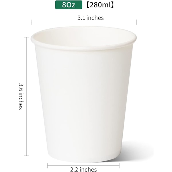 Kaffe Papirkopper 8 oz [100 pak], Engangs Kaffe Kopper, Varme Kaffe Kopper, Kontor (8 oz 100 pak)