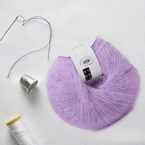 Mjuk Angora Lång Ullgarn Varm med en Virkning Populär för DIY Vävning (Lila) Violet