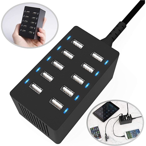 USB-ladestasjon, 50W 10-porters USB-lader, Multi-Port DXGHC