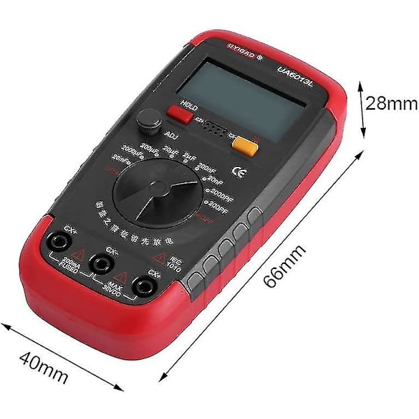 Digital Kapacitansmåler Kondensator Tester 0,1pf - 20000uf med LCD Baggrundsbelysning Max 1999 Display