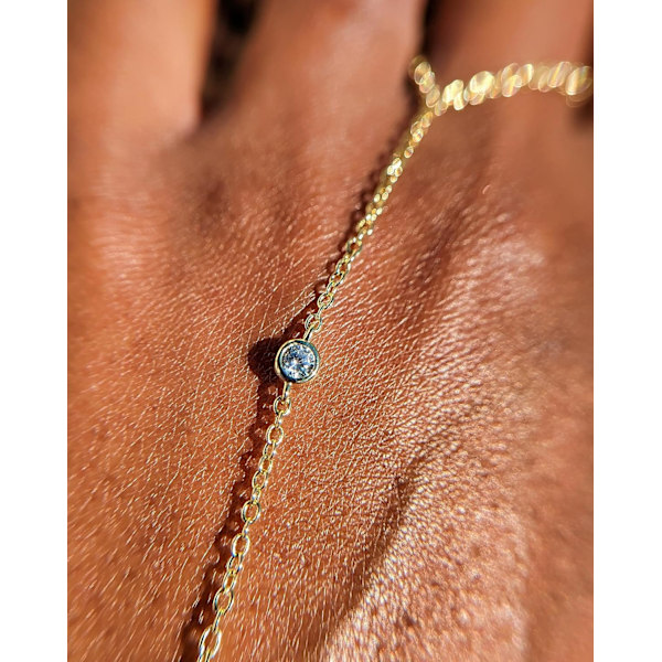 Triple Solitaire Diamant Armbånd, Armbånd med Ring, Kvinders Guld Slave Armbånd (Guld, Forgyldt Base)