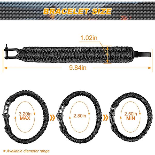 Overlevelsesarmbånd Taktisk Paracord Armbånd Med Smijern U-Formet Lås Tre Hull