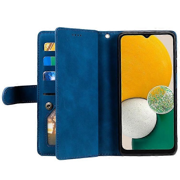 Kompatibelt etui til Samsung Galaxy A16 5G / A16 4G PU læder telefonetui med lynlås pung 9 kortpladser (FQ) Blue