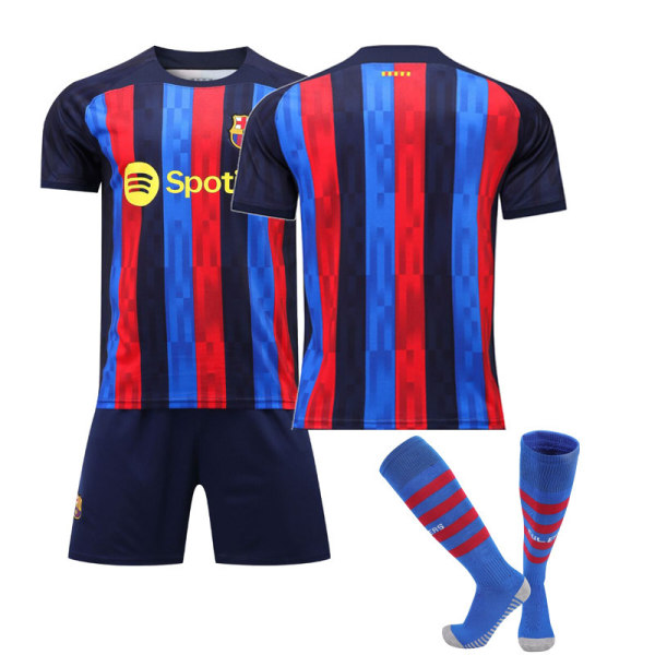 22-23 Barcelona pelipaita nro 10 Messi nro 21 De Jong lyhythihainen aikuisten lasten urheilujalkapalloasu joukkueasu Barcelona Home No. 10 with Socks XXXL