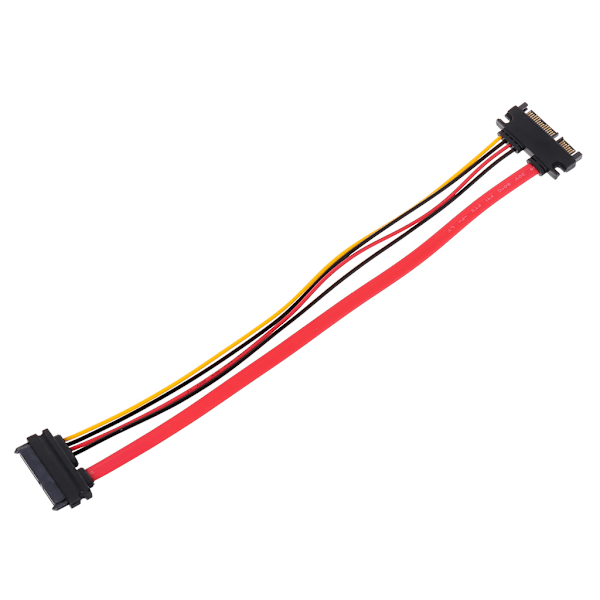 30 cm SATA-jatkokaapeli 7 + 15 22-nastainen uros-naaraskytkin Sarja SATA 22-nastainen virta 2,5\" ja 3,5\" kiintolevyille
