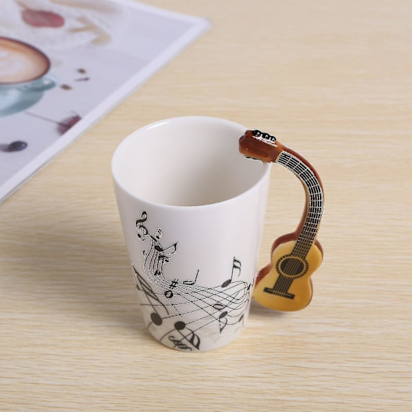 Kreativ Nyhet Gitar Håndtak Keramisk Kopp Gratis Spektrum Kaffe Melk Te Kopp Personlighet Krus Unik feng