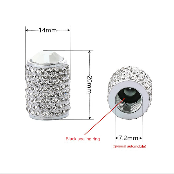 Däckventilhattar, Kristalldäckhattar Shinny Rhinestone Universal Approx