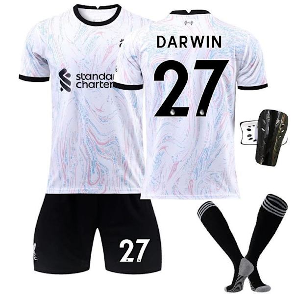 22-23 Liverpool vieras 11 Salah harmaa ja valkoinen jalkapalloasu puku nro 9 Firmino paita sukat No. 4 with socks + protective gear #18